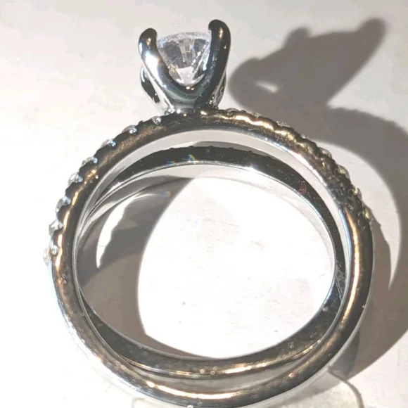 Women's 3 Ct Round Princess Cut Lab-created Diamond Engagement Duo Ring Set Sz 7 - Picture 9 of 17